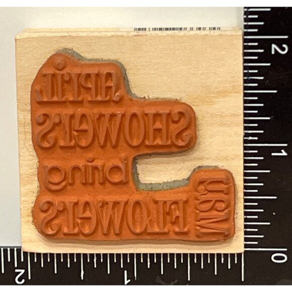 3303F April Showers Bring May Flowers Penny Black Wood Mounted Rubber Stamp Rain - Picture 2 of 5